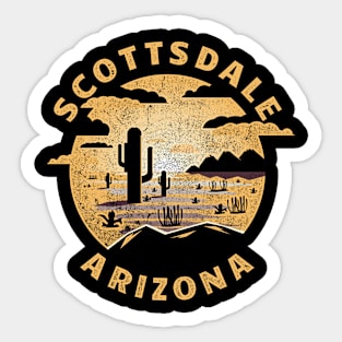 Scottsdale Arizona Desert Illustration Vintage Souvenir Sticker